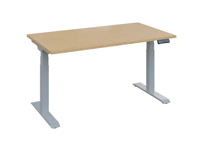 Fleximax 28-14 výškově nastavitelný stůl, kovová podnož stříbrná, deska 25 mm, široký 1400 mm, javor horský